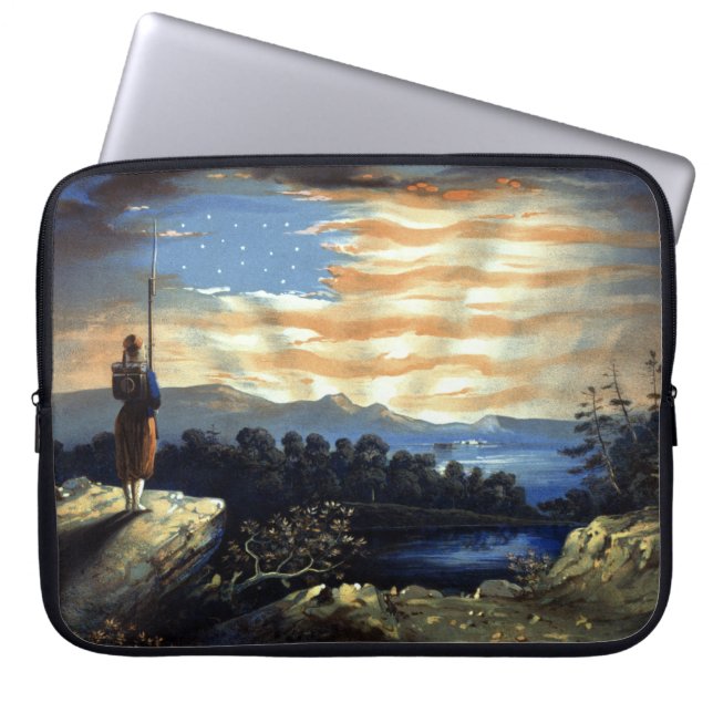 Heavenly American Flag in Sky, Zouave Civil War Laptop Sleeve (Front)