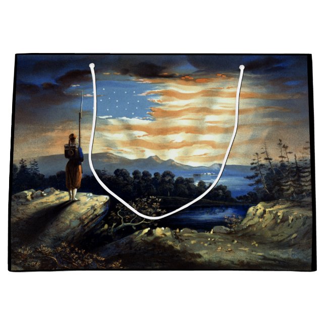 Heavenly American Flag in Sky, Zouave Civil War Large Gift Bag (Front)