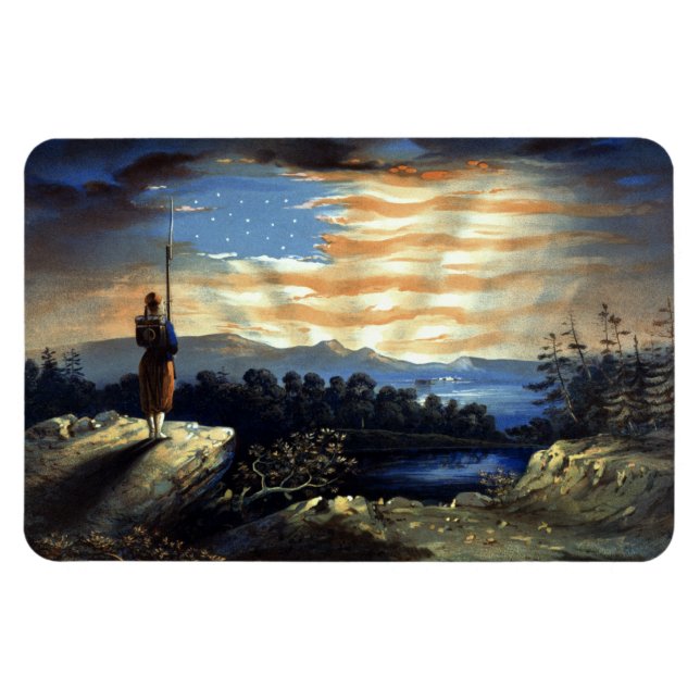 Heavenly American Flag in Sky, Zouave Civil War Magnet (Horizontal)