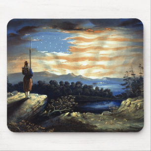 Heavenly American Flag in Sky, Zouave Civil War Mouse Pad