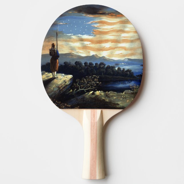 Heavenly American Flag in Sky, Zouave Civil War Ping Pong Paddle (Front)