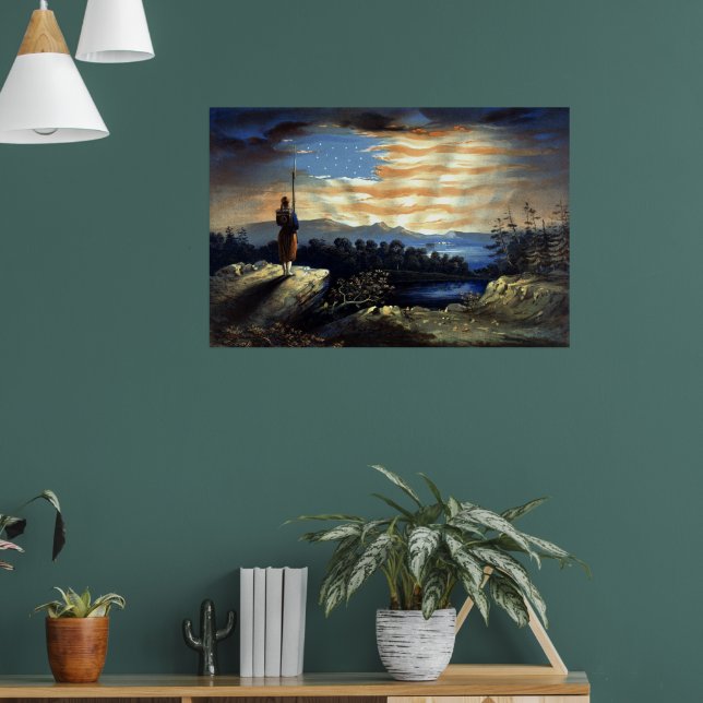 Heavenly American Flag in Sky, Zouave Civil War Poster (Living Room 1)
