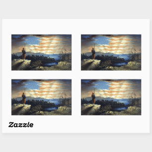 Heavenly American Flag Sunrise William Bauly Rectangular Sticker
