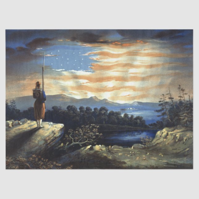 Heavenly American Flag Sunrise William Bauly Tissue Paper (Front)