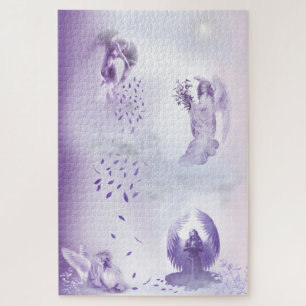 Heavenly Amethyst Angels at Rest Jigsaw Puzzle