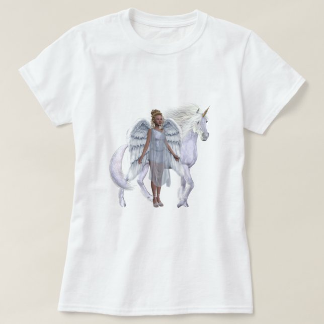 Heavenly Angel And Unicorn T-Shirt (Design Front)