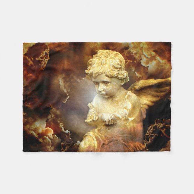 Heavenly Angel Cherub Fleece Blanket (Front (Horizontal))