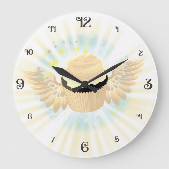 Heavenly angel flying cupcake sweets kitchen large clock (Front)