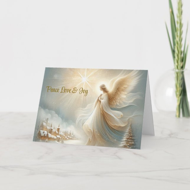 Heavenly Angel Folded Holiday Card (Front)