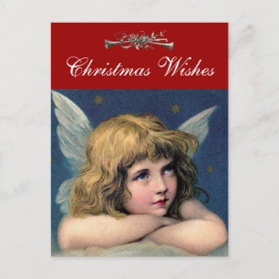 Heavenly Angel Girl Christmas Horns Personalised Holiday Postcard