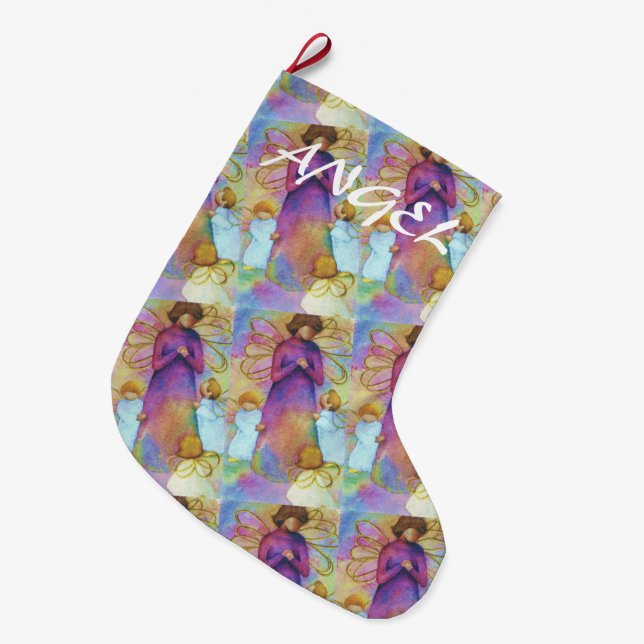 HEAVENLY ANGEL LARGE CHRISTMAS STOCKING (Front (Hanging))