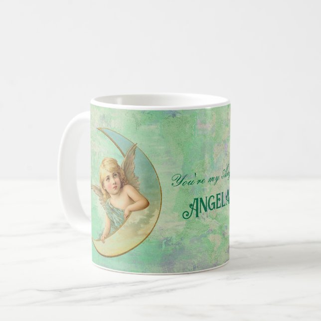 Heavenly Angel Personalised Green Coffee Mug (Front Left)