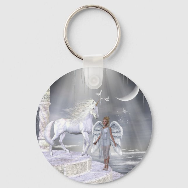 Heavenly Angel Unicorn Scene Key Ring (Front)