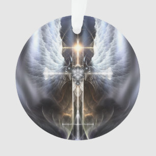 Heavenly Angel Wing Cross Acrylic Ornament