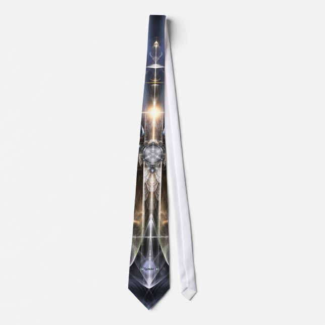 Heavenly Angel Wing Cross Fractal Art Tie (Front)