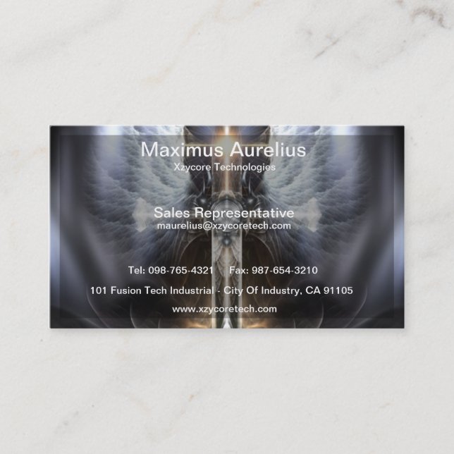 Heavenly Angel Wing Cross Fractal Business Card (Front)