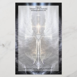 Heavenly Angel Wing Cross Stationery With Border