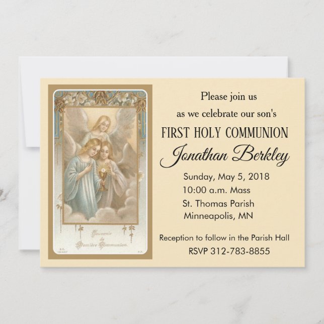 Heavenly Angels First Holy Communion Invitations (Front)