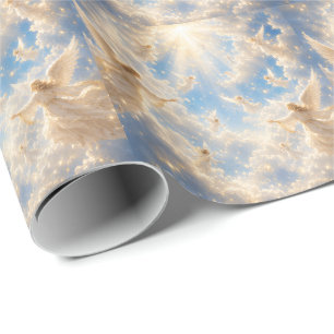 Heavenly Angels in the Clouds Celestial Christian Wrapping Paper