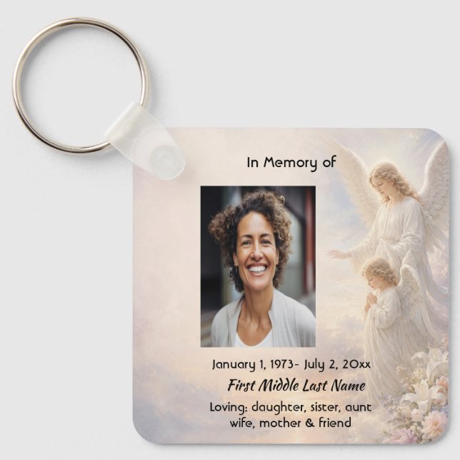 Heavenly Angels Memorial Prayer Keepsake Key Ring (Front)