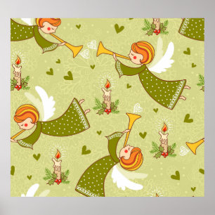 Heavenly Angels: Vintage Childish Pattern Poster
