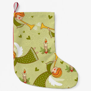 Heavenly Angels: Vintage Childish Pattern Small Christmas Stocking