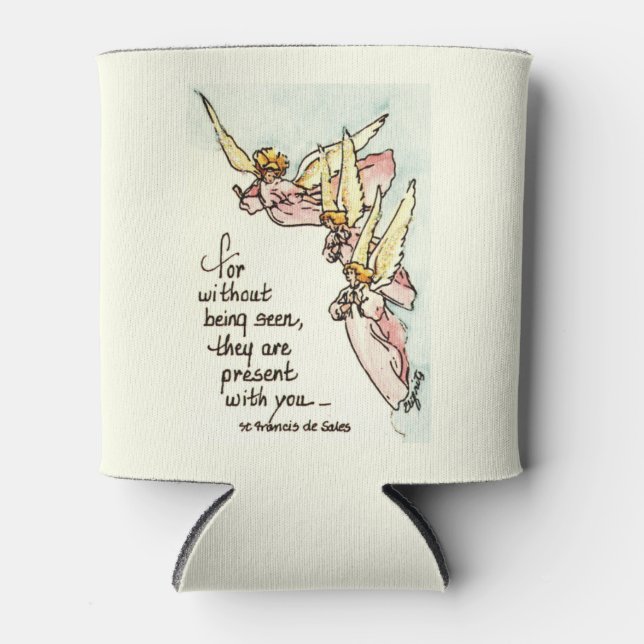 Heavenly Angels with Saying of Comfort Sketch Can Cooler (Front)