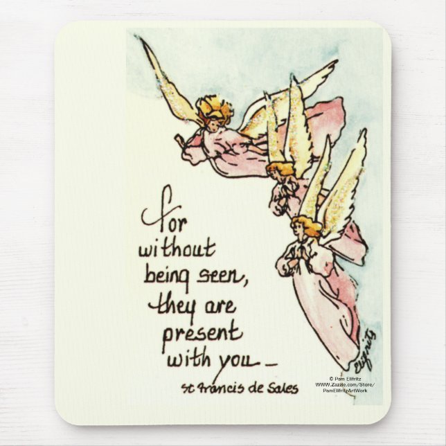 Heavenly Angels with Saying of Comfort Sketch Mouse Pad (Front)