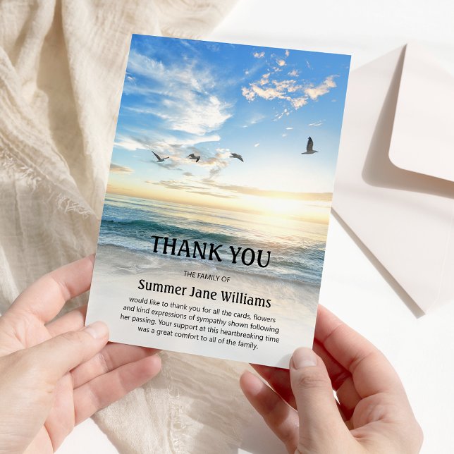 Heavenly Beach Scene | Funeral Thank You Card (Creator Uploaded)