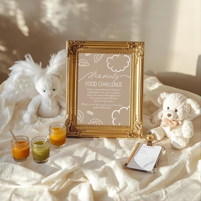 Heavenly Beige  Baby Food Challenge Game Sign Invitation (Heavenly Beige Baby Food Challenge Game Sign)