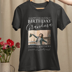 Heavenly Birthday Grandma   Photo Memorial T-Shirt
