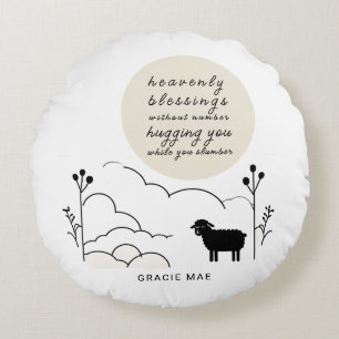 Heavenly Blessings Prayer   Neutral Colours   Shee Round Cushion