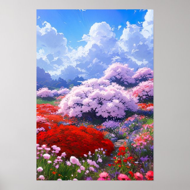Heavenly Blooms, Field of Flowers Poster (Front)