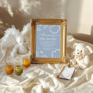 Heavenly Blue Baby Food Challenge Game Sign Invitation