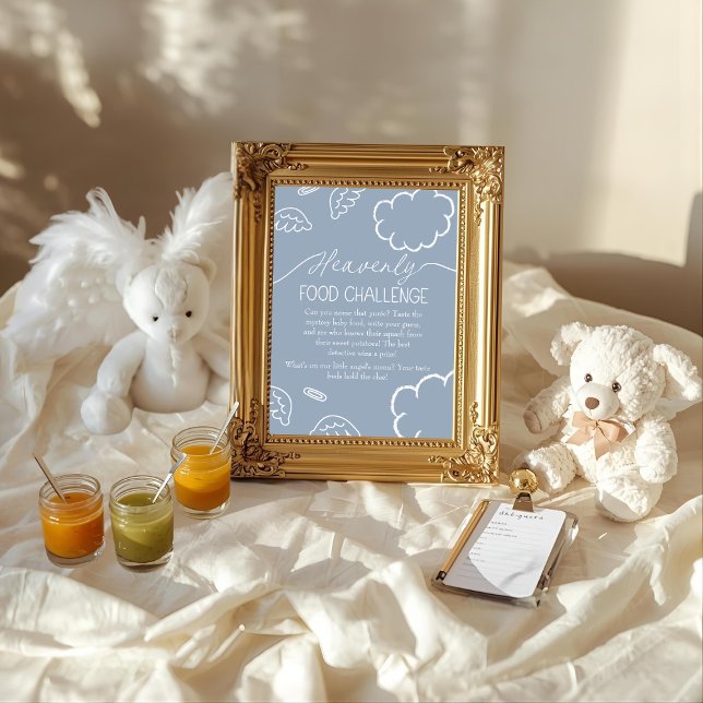 Heavenly Blue  Baby Food Challenge Game Sign Invitation (Heavenly Blue Baby Food Challenge Game Sign)