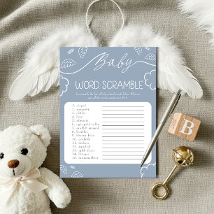 Heavenly Blue Baby Word Scramble Game Invitation