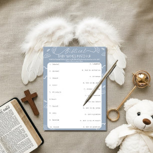 Heavenly Blue Biblical Baby Names Match-Up Invitation
