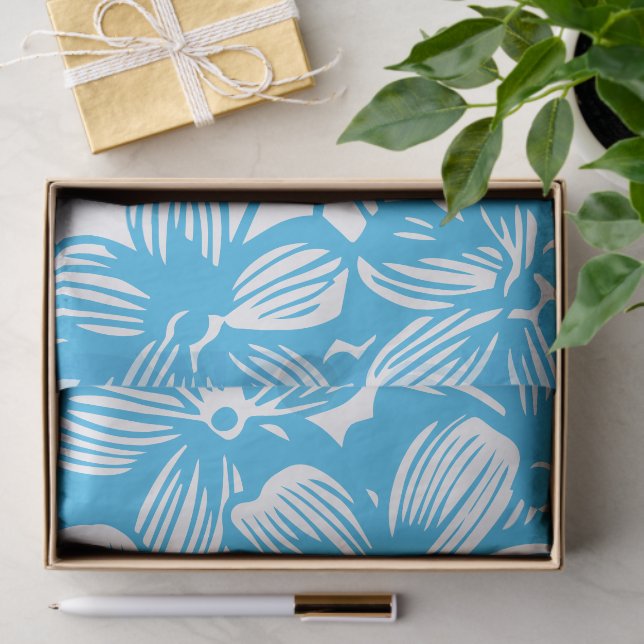 Heavenly Blue Botanical Hydrangea Flower Blossoms Tissue Paper (Gift)