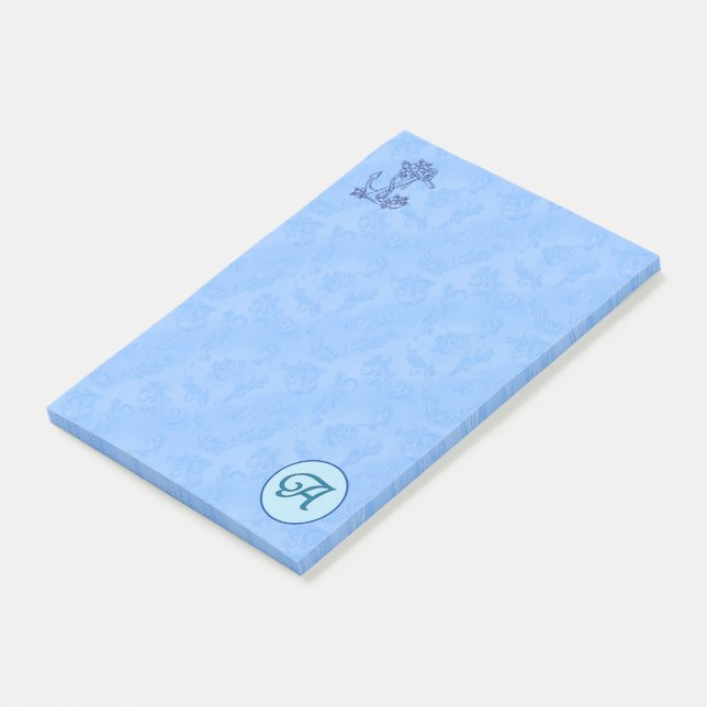Heavenly blue Monogram (A-Z) Post-it Notes (Angled)
