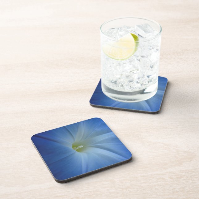 Heavenly Blue Morning Glory Flower Photo Coaster (Right Side)