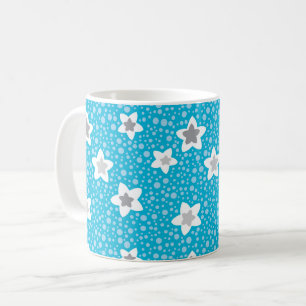 Heavenly blue polka dot retro with stars coffee mug
