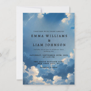 Heavenly Blue Sky Cloud Wedding Invitation 