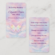 Heavenly Butterfly Memorial Prayer Card