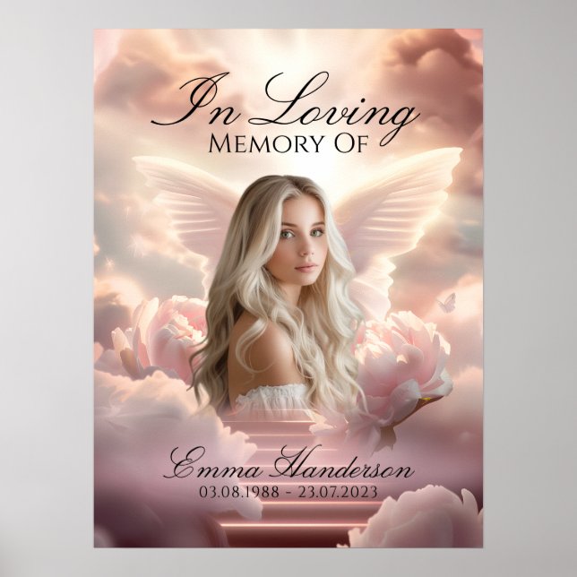 Heavenly Butterfly Memorial Welcome Sign Poster (Front)