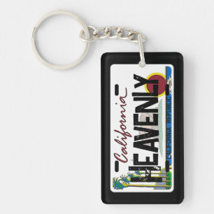 Heavenly California flag license plate keychain 