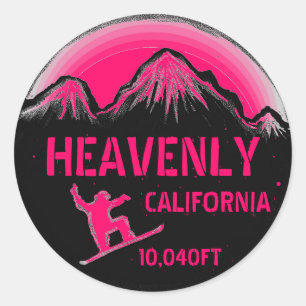Heavenly California pink snowboard art stickers