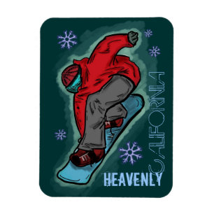 Heavenly California snowboarder rectangle magnet