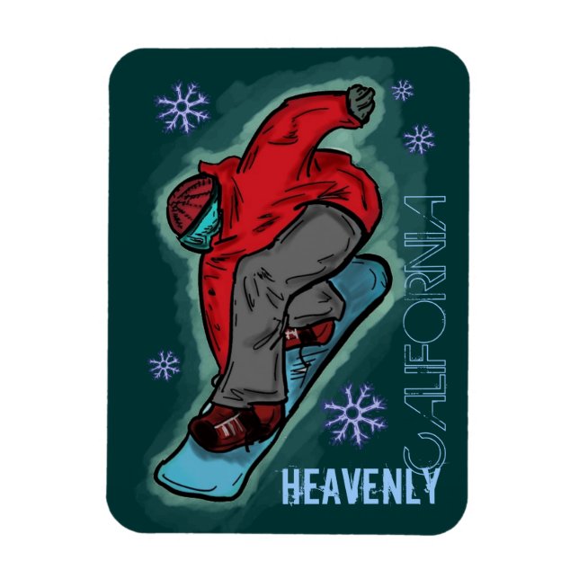 Heavenly California snowboarder rectangle magnet (Vertical)
