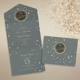Heavenly Celestial Wedding All In One Invitation