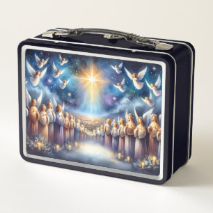 Heavenly Choir Under Star of Bethlehem Metal Lunch Box